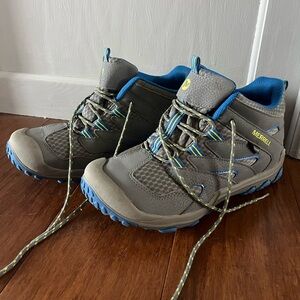 Merrell Blue Boots with Ankle Support and Rugged Sole